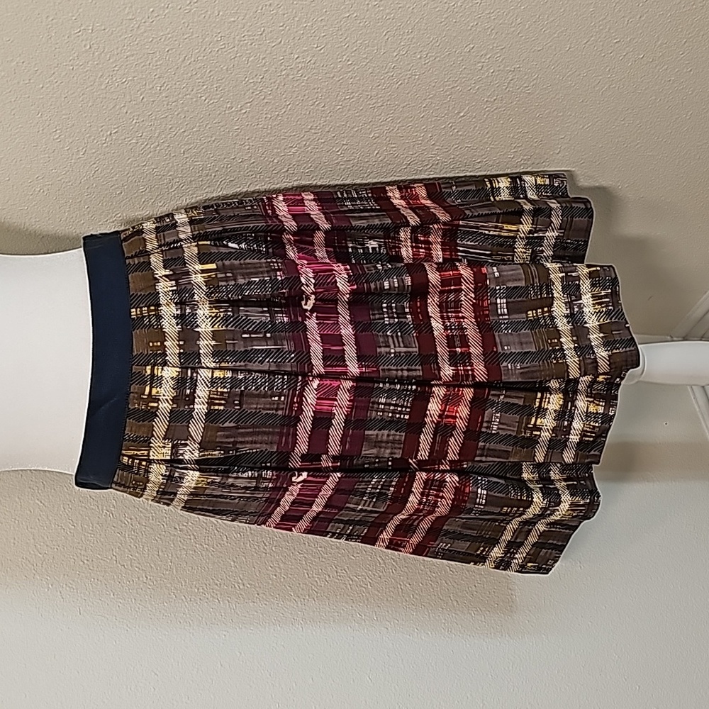 NWOT‎ Trina Turk Tidepool Timber Frame Skirt Pleated Lined Ribbon Waist Silk 4